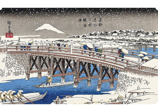 Ukiyo-e Utagawa Hiroshige "Nihonbashi bridge in snow"
